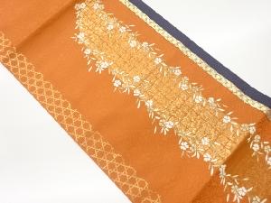 縞に桜・破れ格子模様織出し袋帯